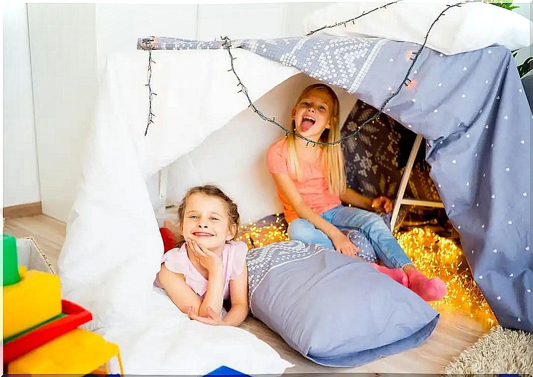 Girls enjoying a sleepover.